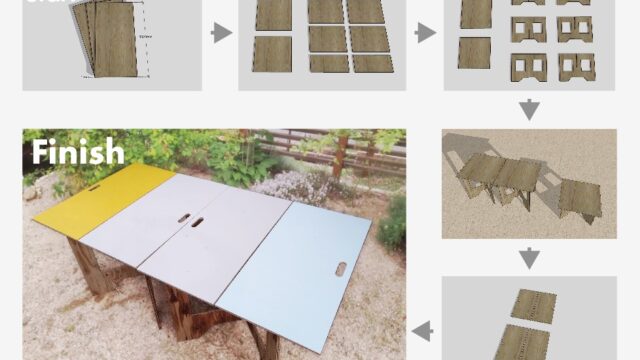 DIY作業テーブルとアウトドアテーブル作り方手順